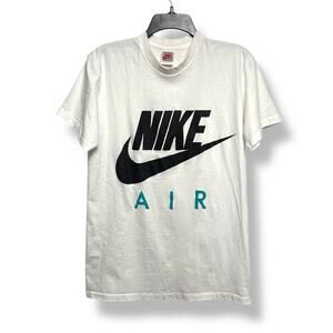 Vintage 90s Nike Air T-Shirt Grey Tag Made in USA White Single stitch Large Logo